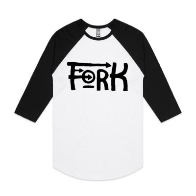 Fork 3/4 Sleeve Tee Unisex Black & White  Thumbnail
